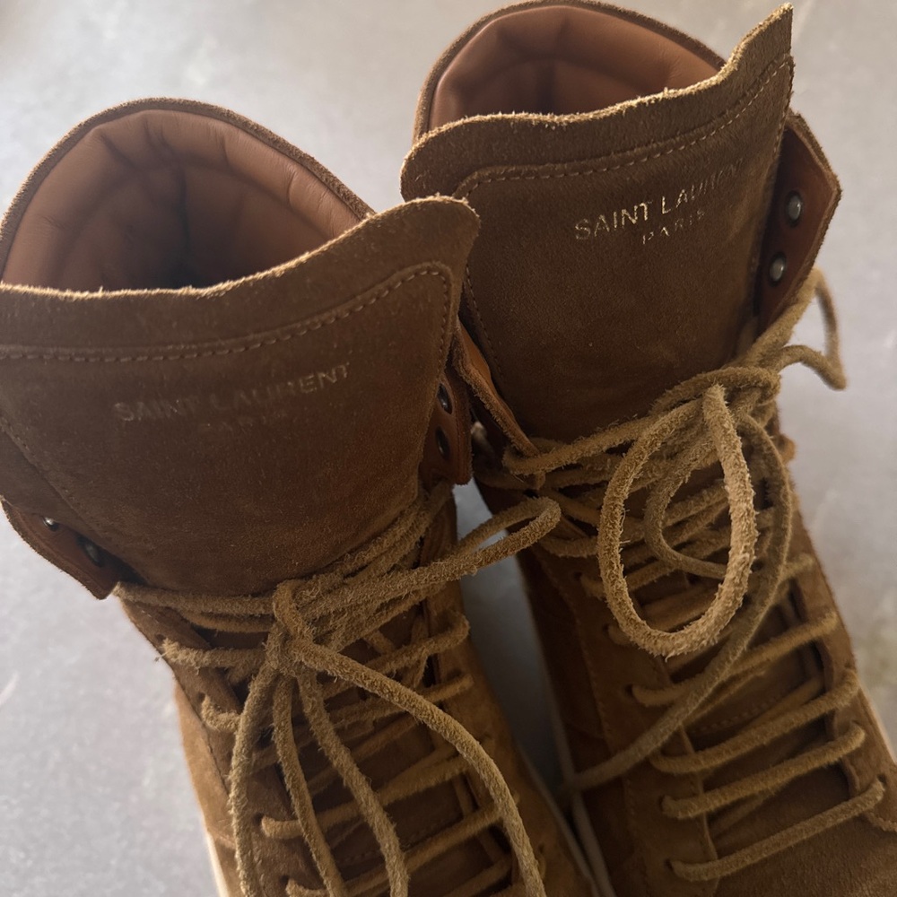 Saint Laurent Tan Sneakers High-Top with Soft Material and White Sole - Picture 8 of 10